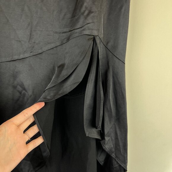 NWT Express Black Satin Ruffle Flounce High Low Maxi Skirt - Picture 3 of 7